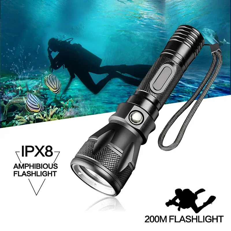 200000LM Scuba Diving Light Underwater LED Flashlight Dive Camping Lanterna US