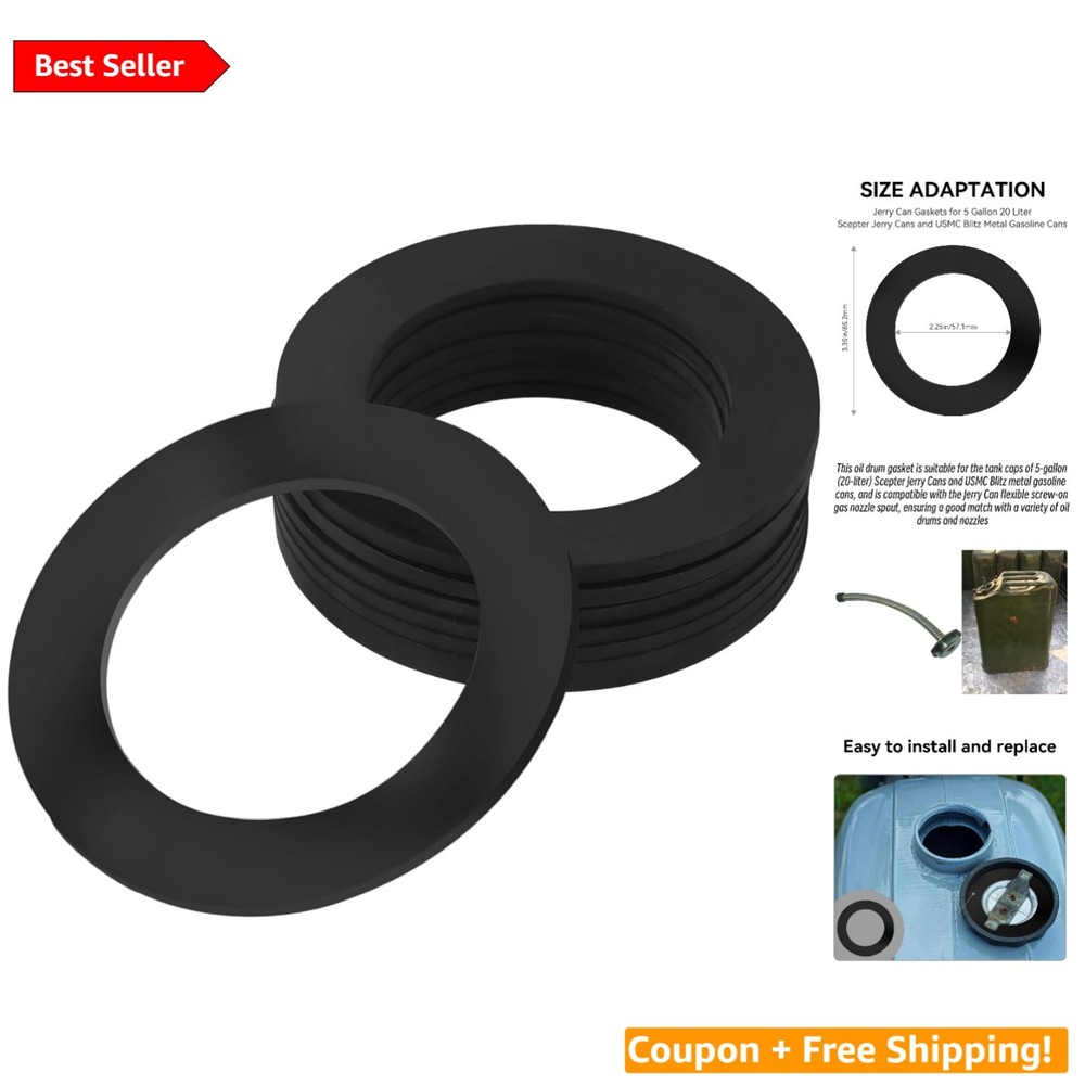 Reliable Replacement Gaskets for 5 Gallon Jerry Cans - 8 Pack Leak-Proof Design