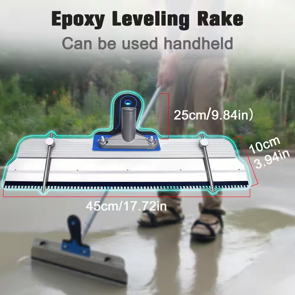 Multi-Color Self-Leveling Floor Tool Kit with Rake, Spike Rollers, Paint Roller,