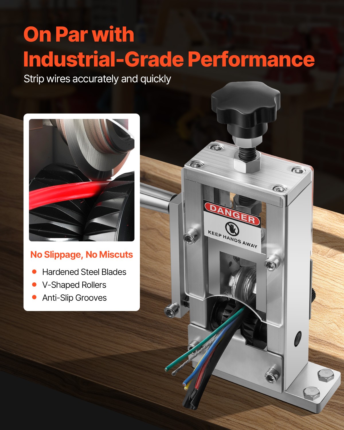 VEVOR Manual Wire Stripper Stripping Machine 0.06-1 in Hand Crank or Drill