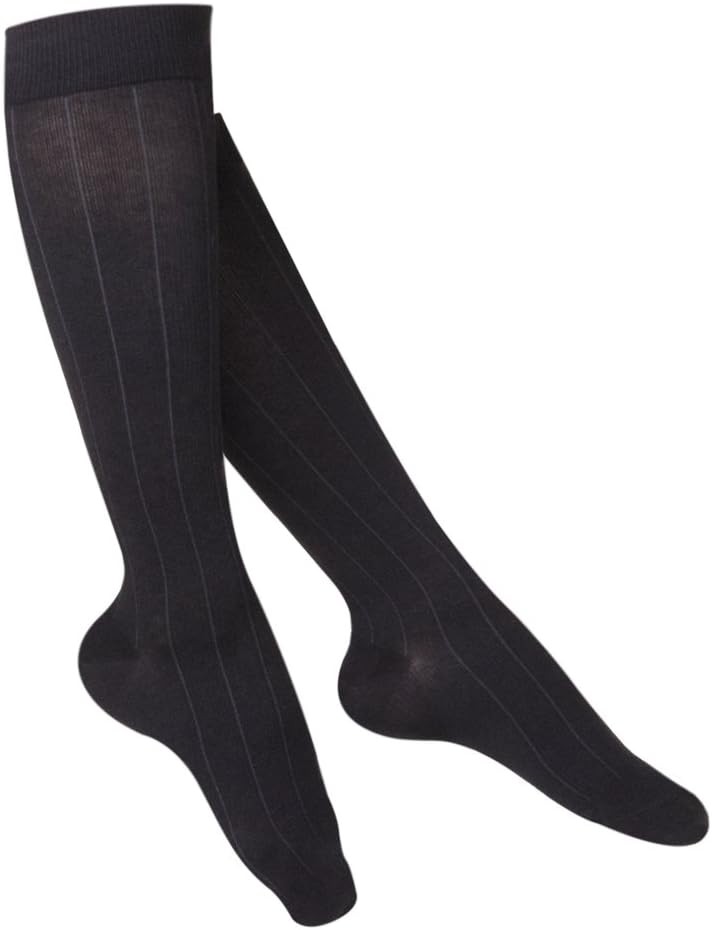 TOUCH Combed Cotton Ribbed Knee High Compression Socks 15-20mmHg (Black) Small