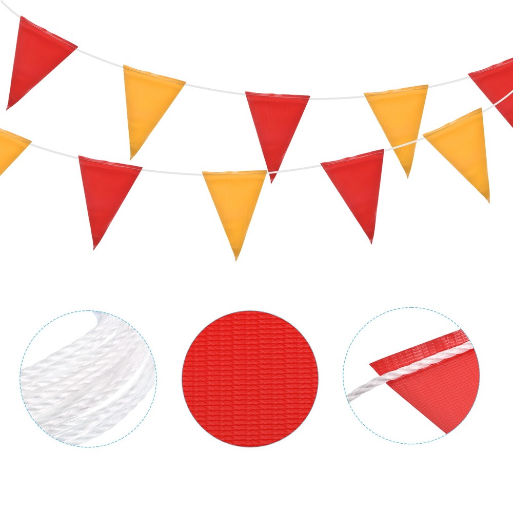 98ft 45pcs Caution Pennant Banner Flags Perimeter Marking Flag, Yellow Red