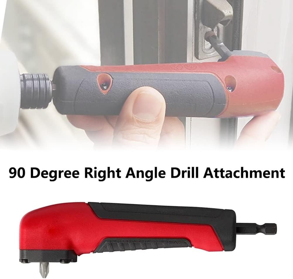 Right Angle Drill Attachment 90 Degree Corner Device Adapter Impact Red