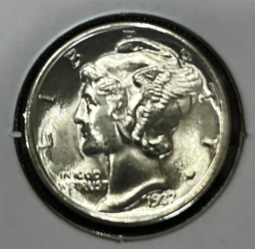1937 FSB Mercury Silver Dime, AU