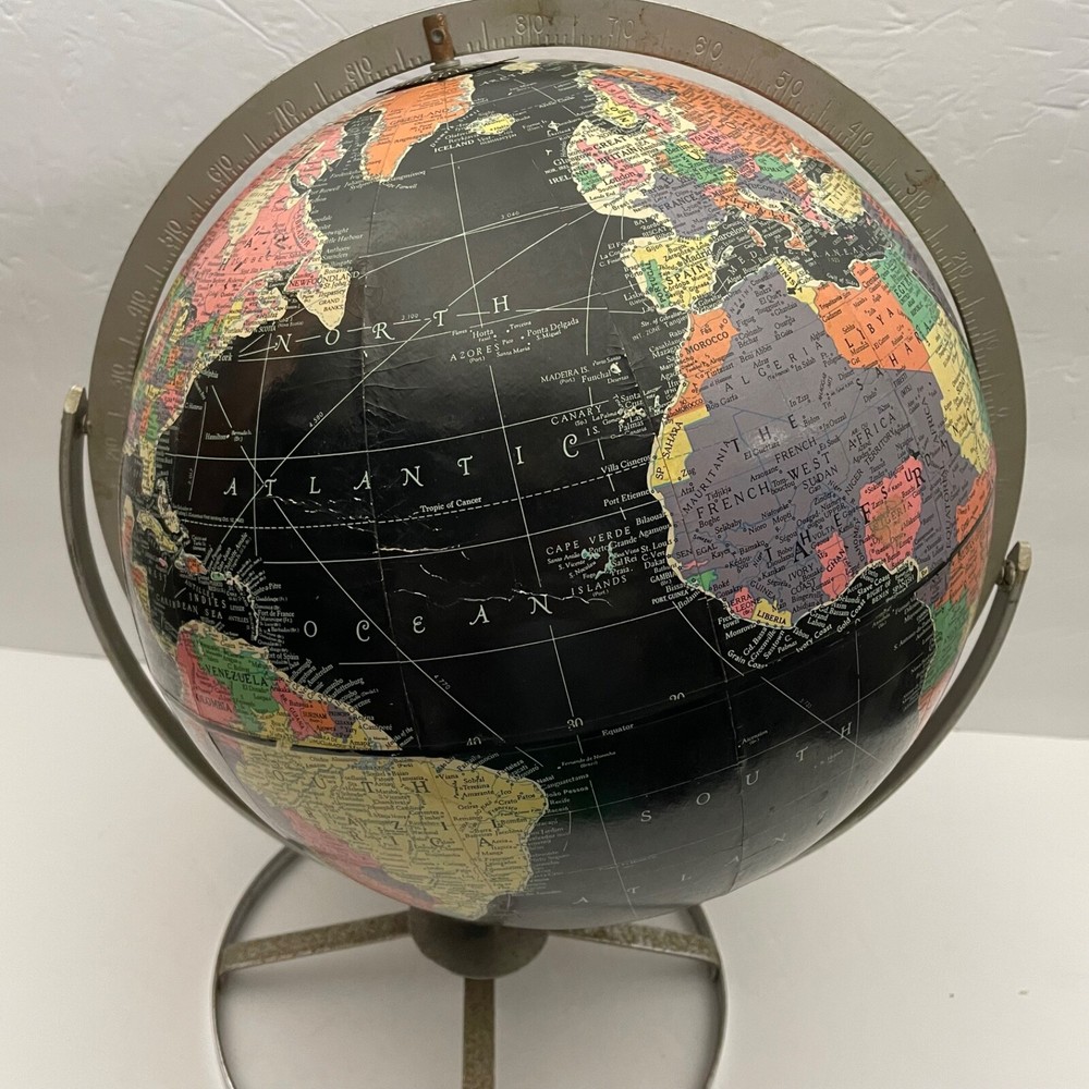 Vintage Replogle Black Globe Chrome 12" Diameter 1957-64
