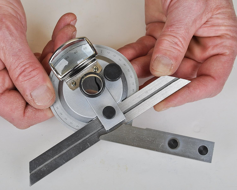 Precision Universal Bevel Protractor with 6" & 12" Blades for Accuracy
