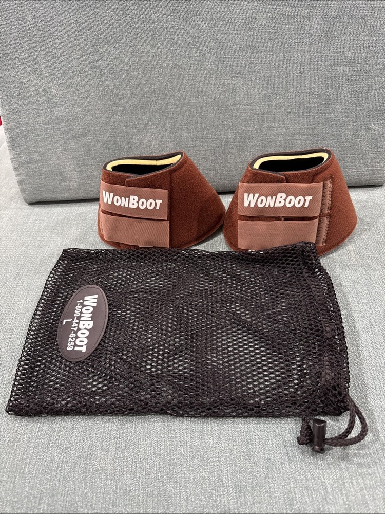 WonBoot Tuff Boot Bell Boots Large L Brown Set/Pair With Mesh Bag - Light Use