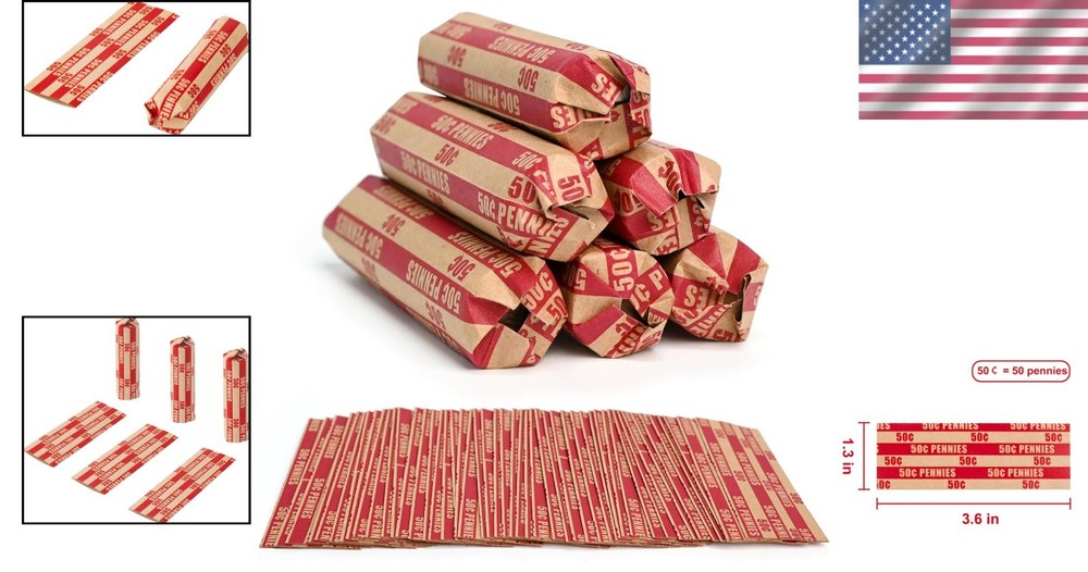 105 PCS Red Striped Coin Wrappers - Heavy-Duty Storage Solution