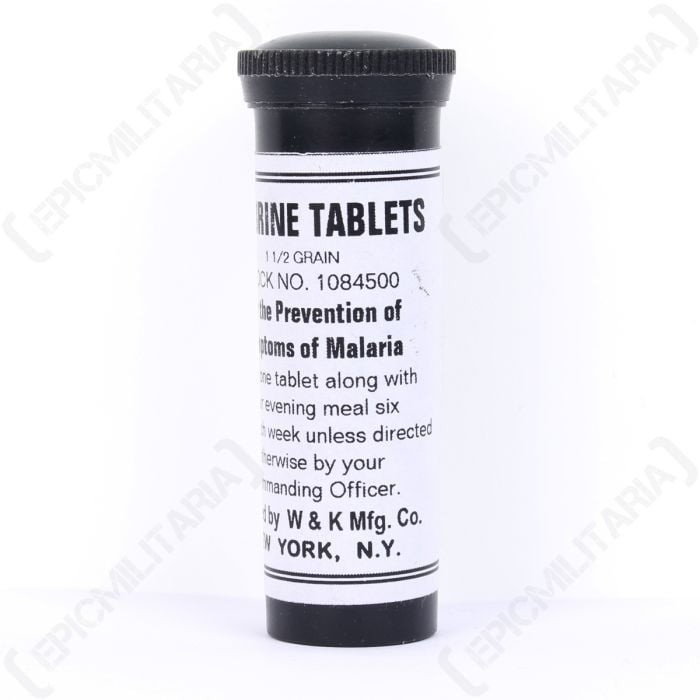 WW2 US Atabrine Vial - Reproduction - Screw top Lid - First Aid Accessory