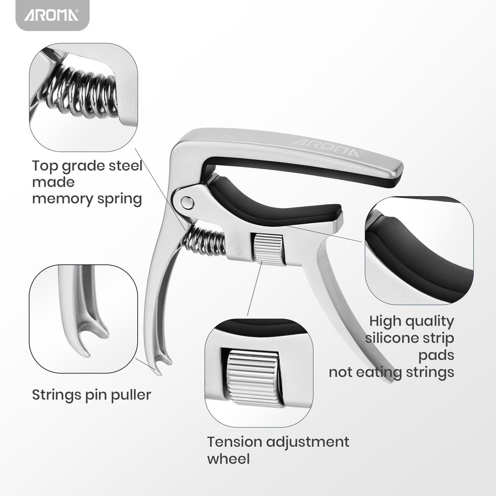 Professional Guitar Capo Adjustable Trigger Tension for 6 Strings Acoustic an...