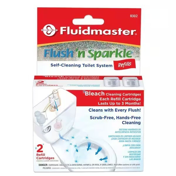Flush N Sparkle Toilet Cleaner Refill 2-Pack – Automatic Bleach Cartridge System