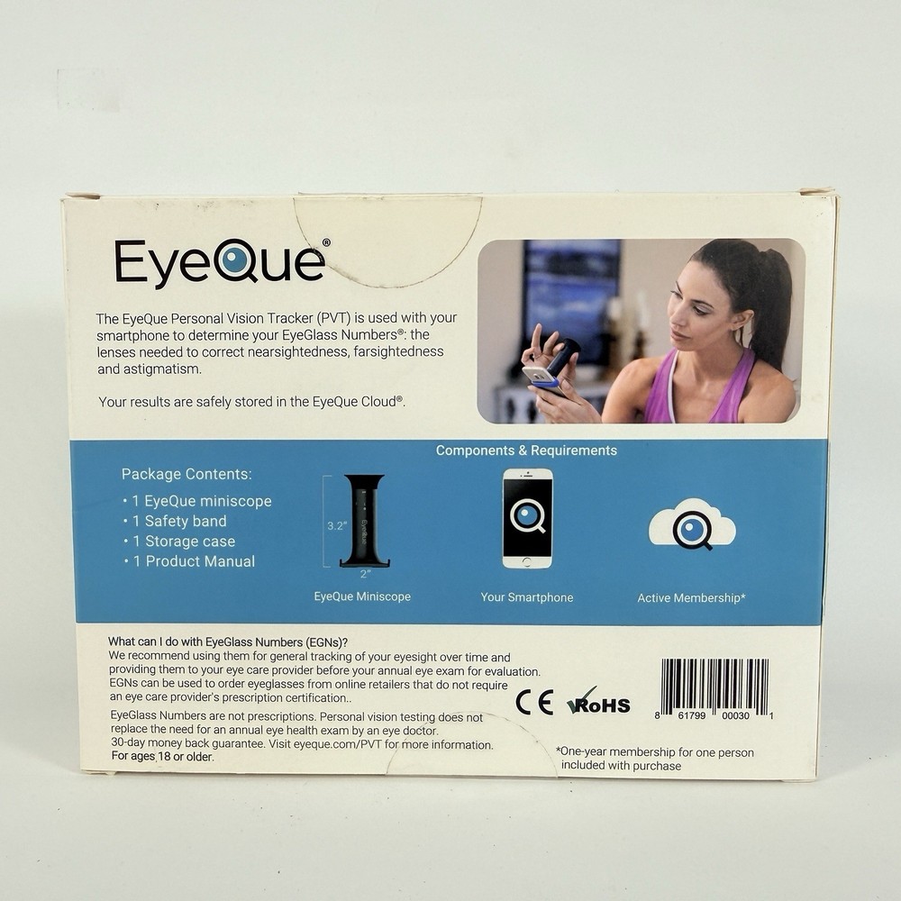 EyeQue Personal Vision Tracker Ophthalmic Refractometer Home Test Kit SEALED NEW