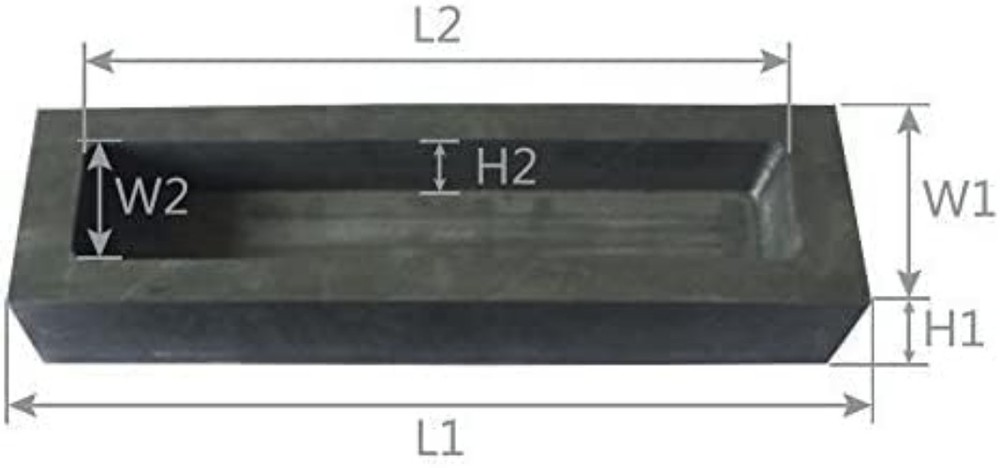 Rectangular Graphite Ingot Mould - 2pcs 1kg for Safe Metal Melting & Casting