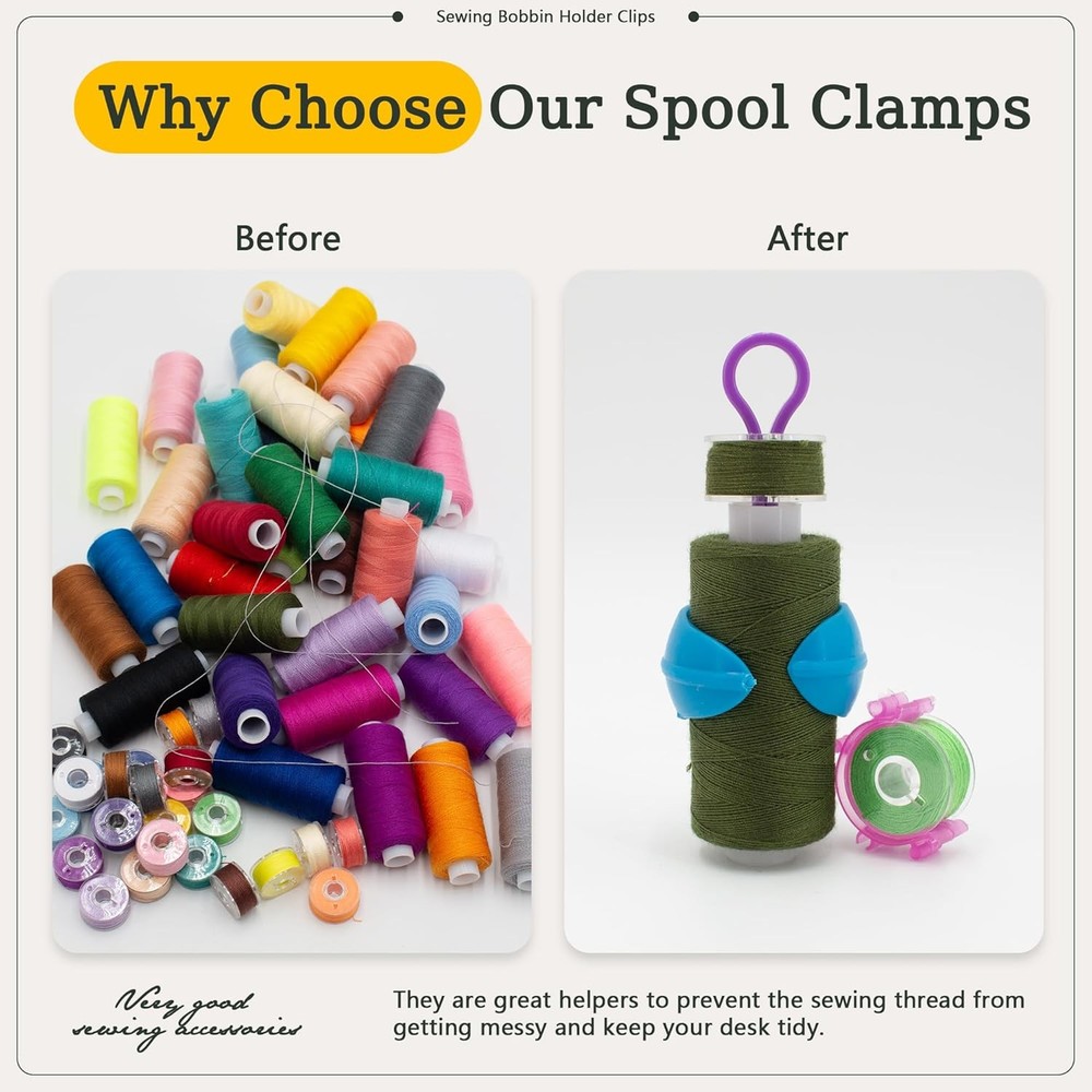 142pcs Bobbin Thread Organizing Clips Set Bobbin Thread Buddies Kit Spool Hugger