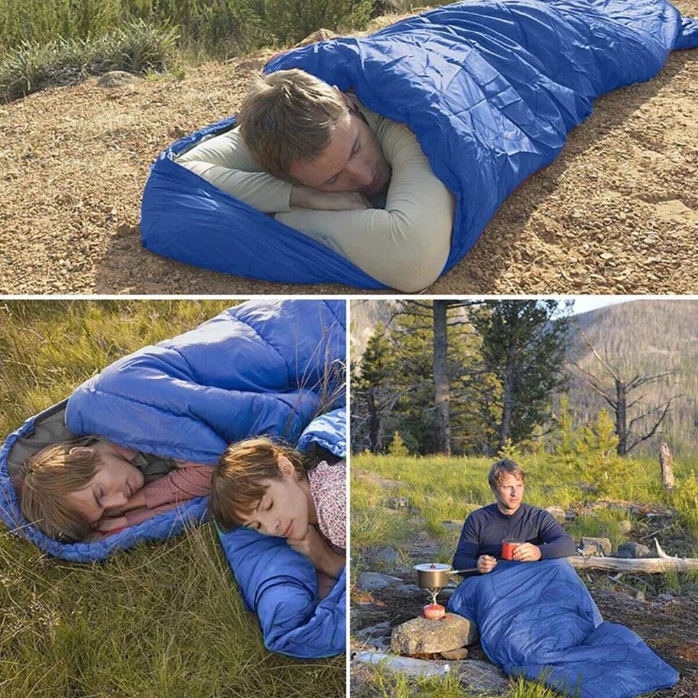 4 SEASON SINGLE SLEEPING BAGS CAMPING RECTANGULAR ENVELOPE ZIP UP KIDS ADULTS
