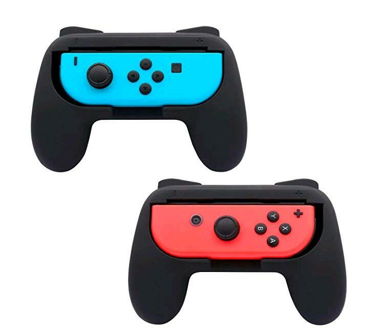 Beastron Grips Compatible with Nintendo Switch Joy Cons, Bundle (Red/Blue/Black)