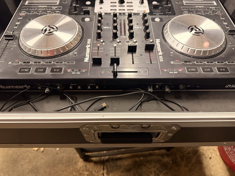 Numark NS6 DJ Package Controller, Behringer & QFX Speakers, Mixer, Cases