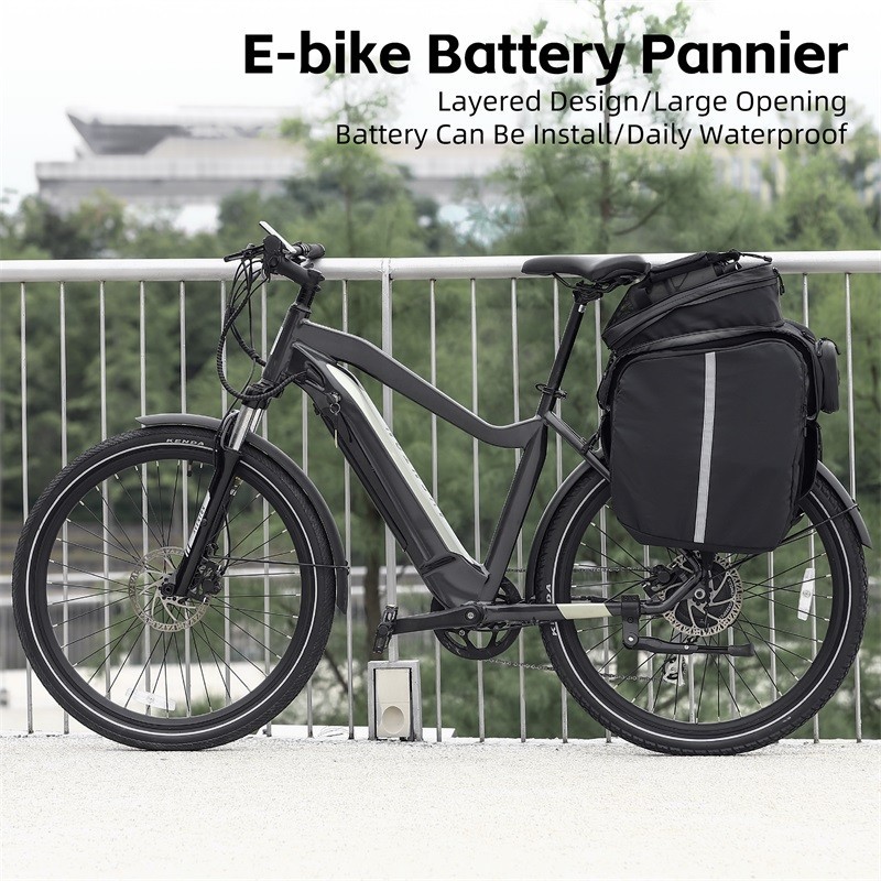 WEST BIKING E-Bike Battery Bicycle Pannier Waterproof Rear Rack Carrier Bag 20L