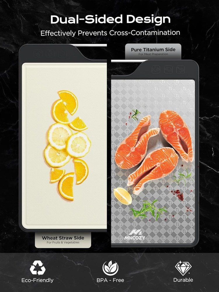Titanium Cutting Board Kitchen Double-Sided Pure Titanium(Checkered Design &