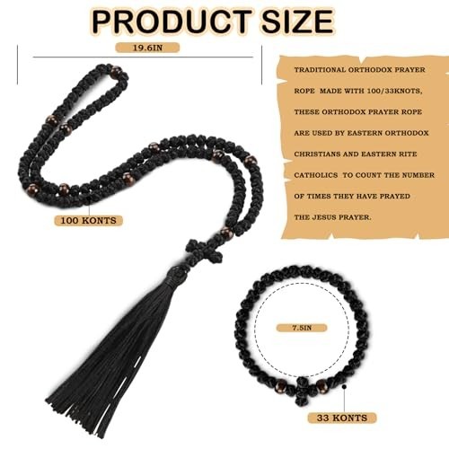 2 Pcs Orthodox Prayer Rope 100 Knots & 33 Knots Handmade Bracelet - Christian Ro