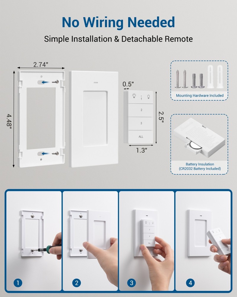 DEWENWILS Remote Control Outlet Wireless Light Switch, No Wiring, 100 Ft Range