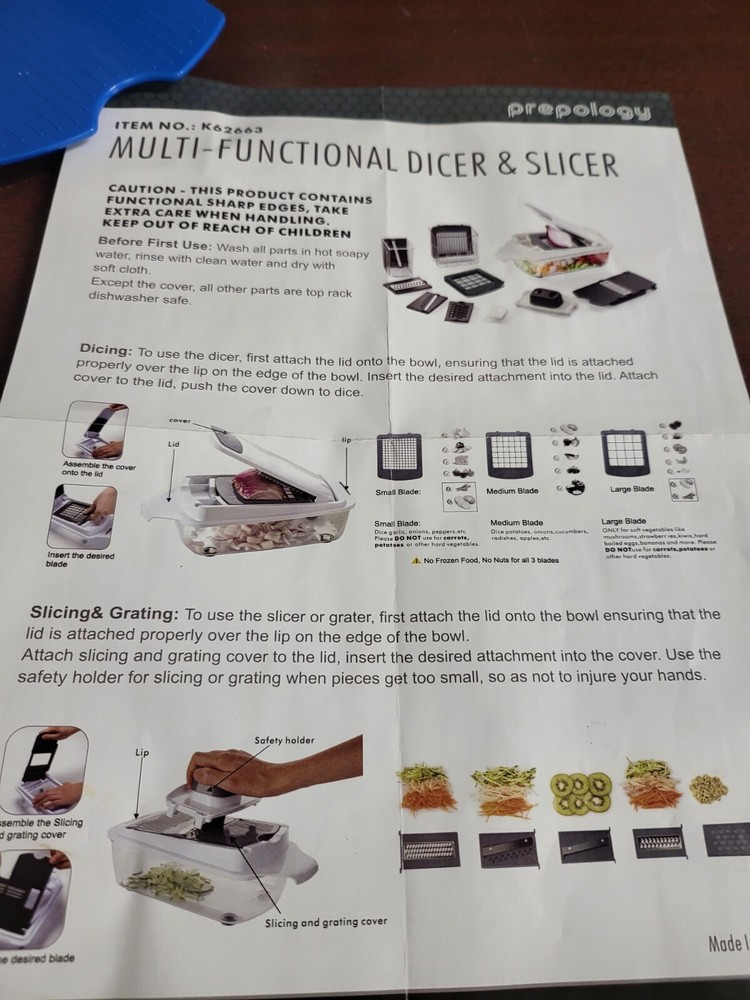 Multi-Functional Food Dice Slice Chop Set 8 Blades Container & Clean Tool #4227