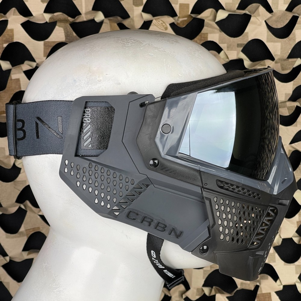 Carbon CRBN Zero Pro Paintball Mask (More Coverage) - Graphite - Silver Mirror