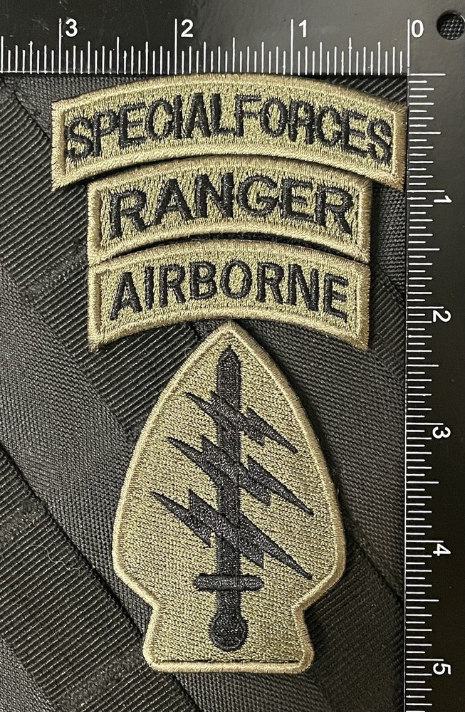 Special Forces Airborne Ranger Tabs Army Tactical 11B Hook Loop Patch Tan
