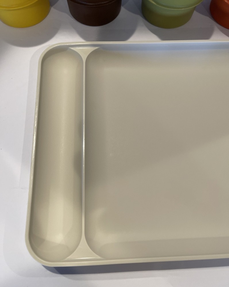 Vintage 2-Tupperware Divided Trays(#1535) & 5-Kids Stackable Cups(#1312)