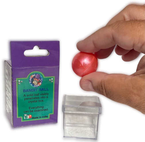 BANDIT BALL CLEAR BOX Set Magic Trick Beginner Close Up Toy Penetration Plastic