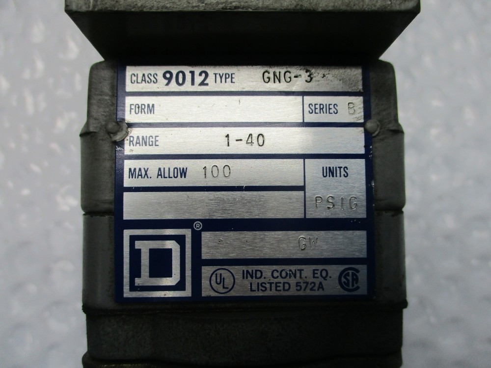 SQUARE D 9012GNG-3 PRESSURE SWITCH UNMP