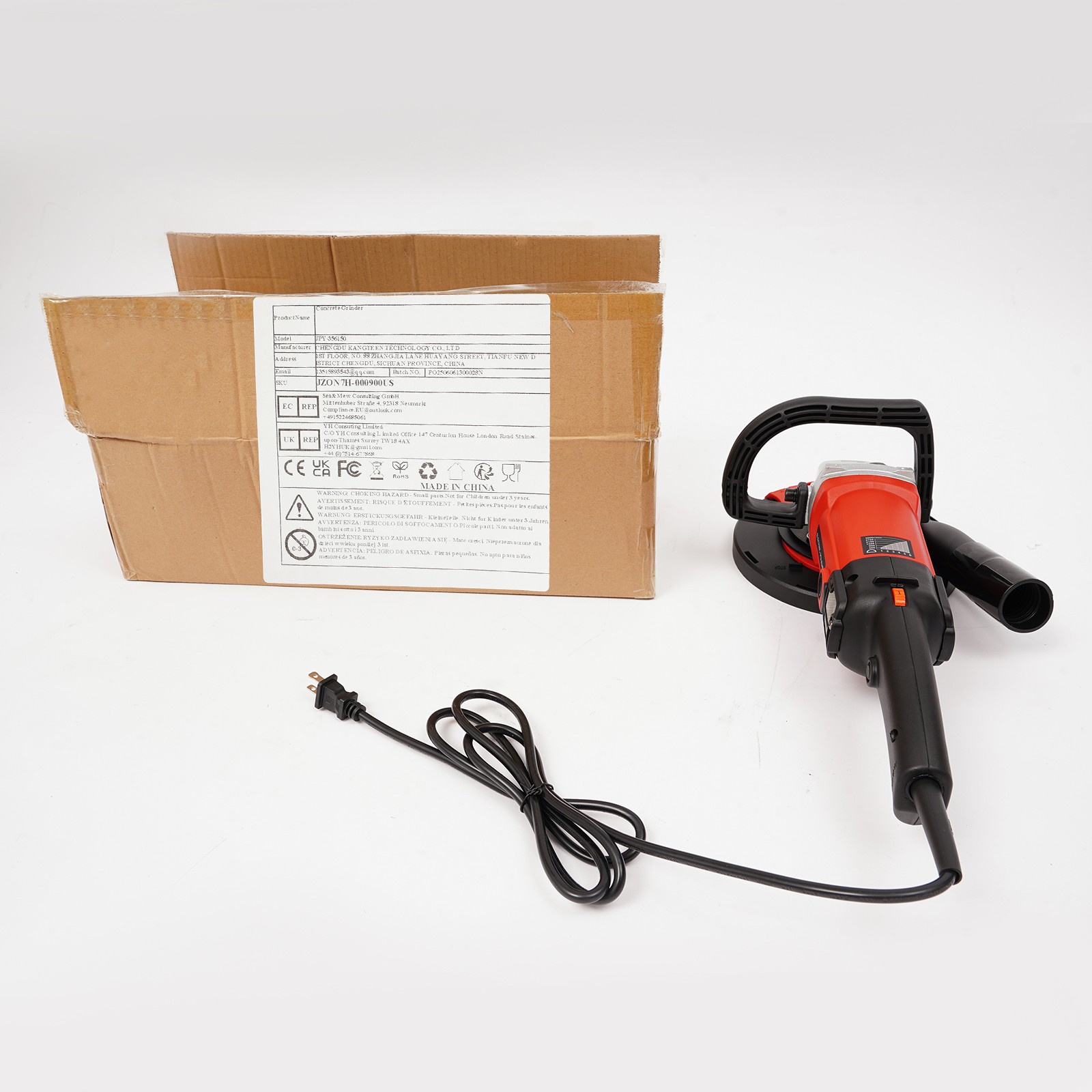 Handhold Concrete Grinder Adjustable Grinding Machine with Dust Extraction Port