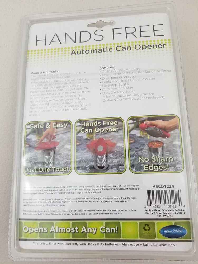 NEW Home Solutions Hands Free Automatic Can Opener - BLACK