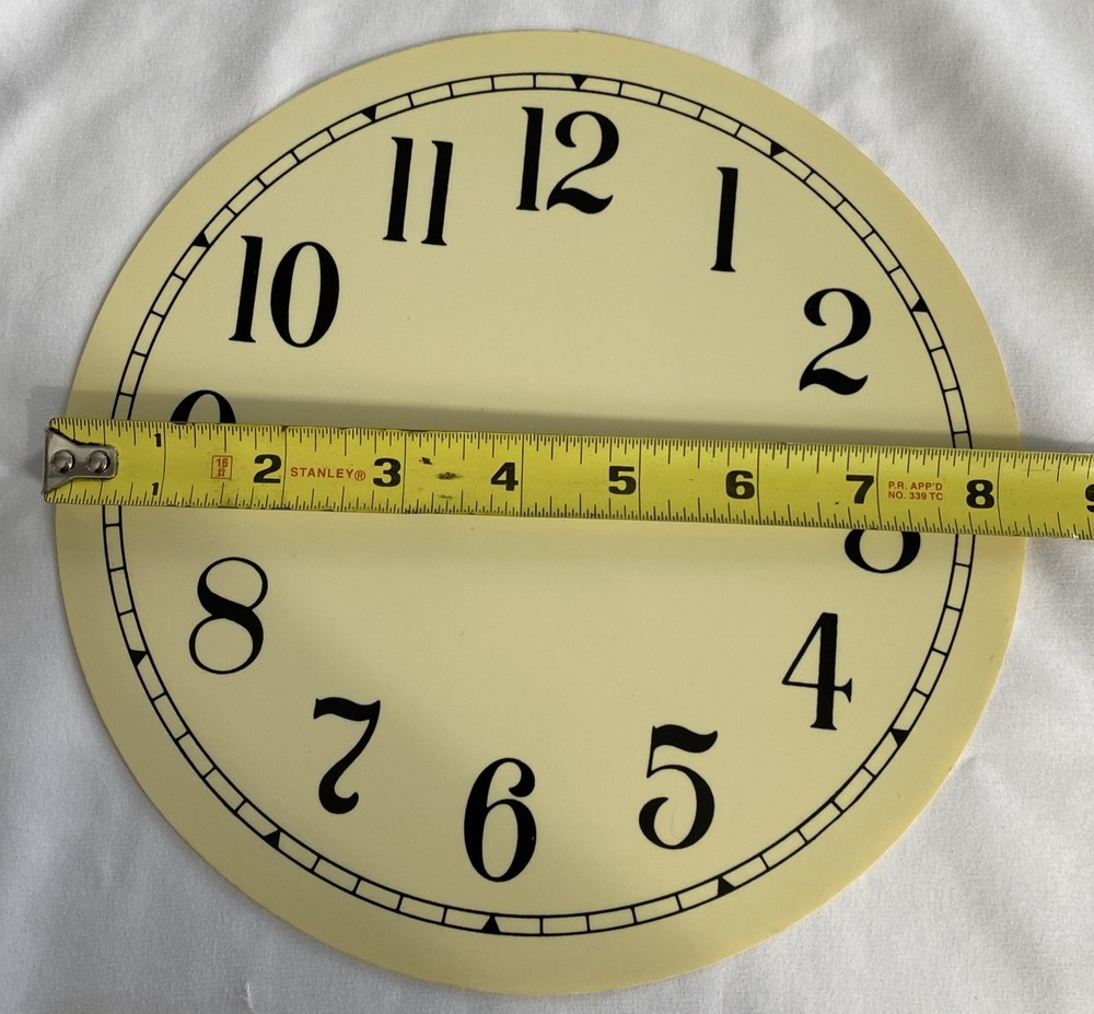 Vintage Clock Dial Face Plastic 8.25" Diameter