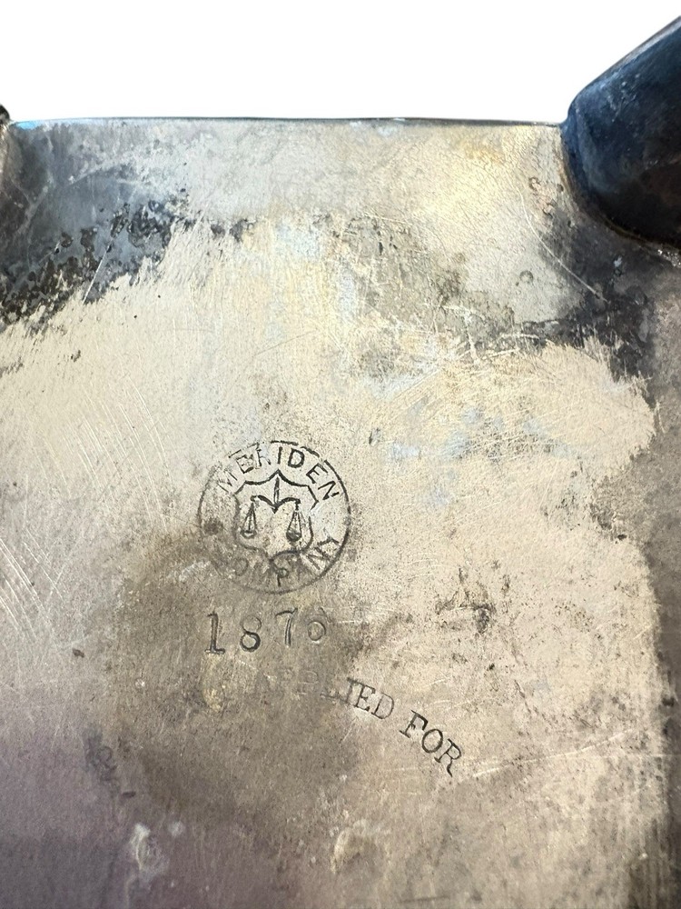 1876 antique silver Meridian teapot