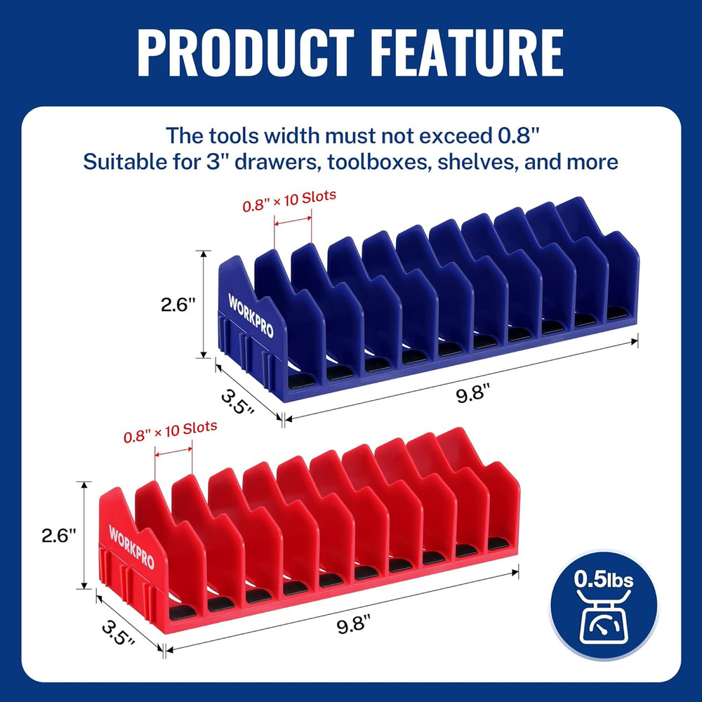 Pliers Organizer Rack with 20 Slots, Extendable Drawer Storage with Non-Slip Bas