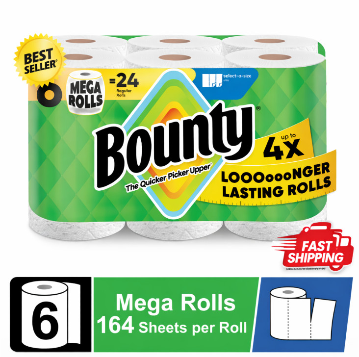 Select-A-Size White Paper Towels 6 Mega Rolls 164 Sheets Each