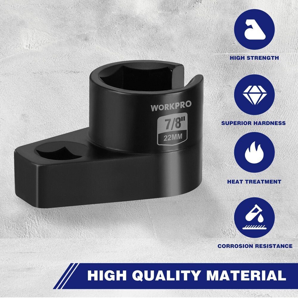 WORKPRO O2 Offset Oxygen Sensor Socket 3/8" Drivex 7/8" 22mm Removal Tool Wrench