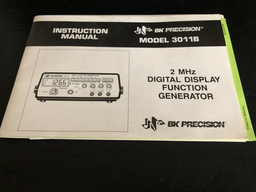 BK Precision 2MHz Function Generator 3011B Manual