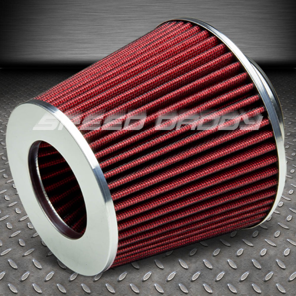 3" PERFORMANCE RACING HIGH FLOW AIR INTAKE DRY CONE RED RUBBER FILTER+CLAMP