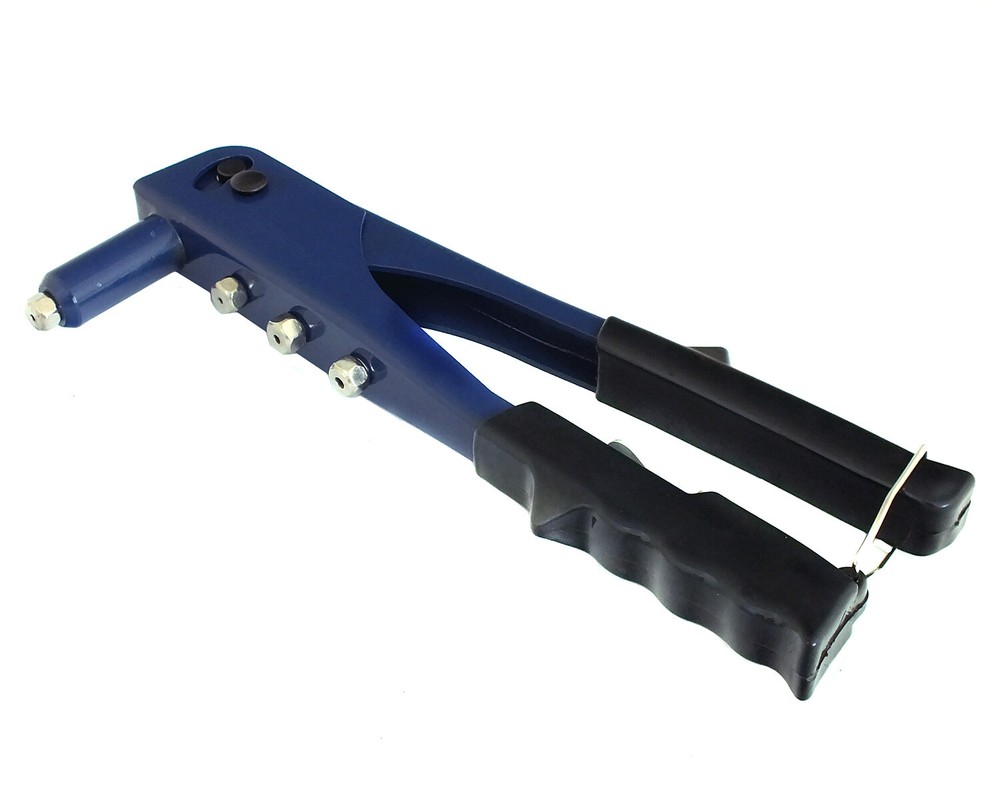 HEAVY DUTY 4 NOZZLE HEAD HAND POP RIVETER TOOL RIVET GUN PLUS 75 ASSORTED RIVETS