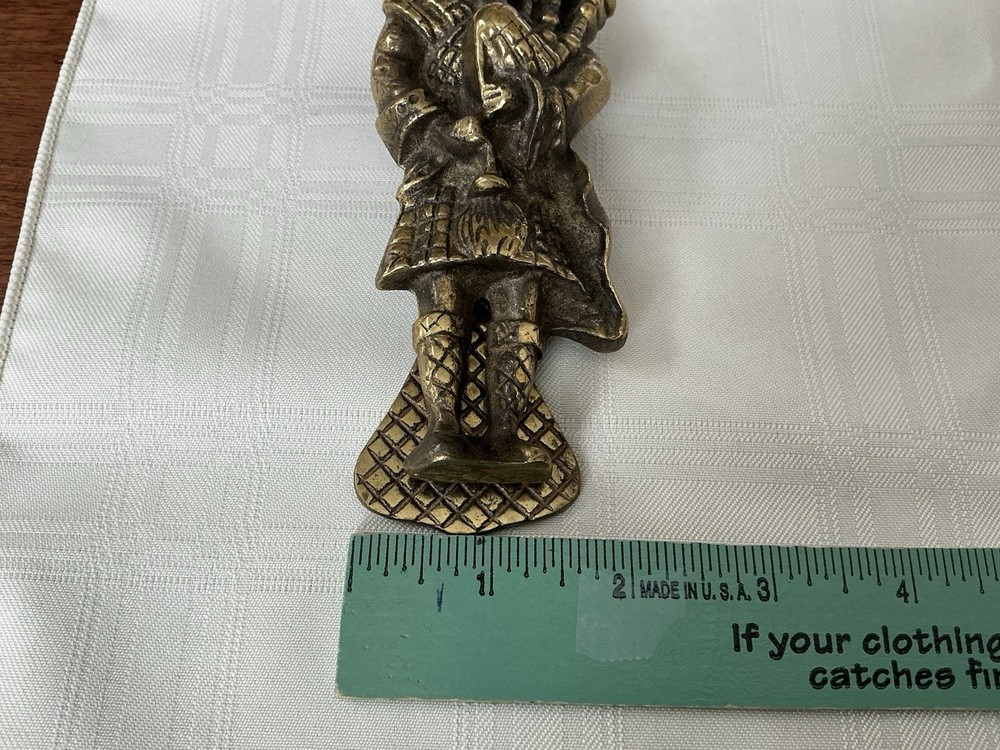 Door Knocker - Scottish Bagpipe Player with Strike Plate - Solid Brass - Vintage