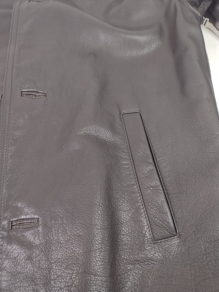 Jaeger Leather Jacket Men's Medium Black Real Leather Button Close UK