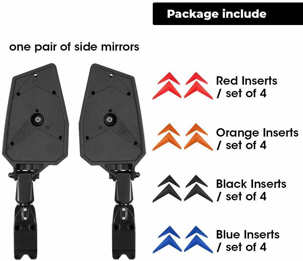 1.75''-2" UTV Side Mirrors Foldable Adjustable for Polaris RZR S 800 900 XP 1000