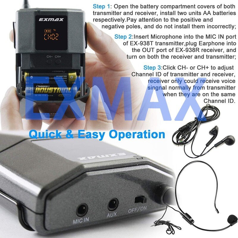 EXMAX EX-938 Wireless VoiceTransmission Tour Guide System One unit Transmitter