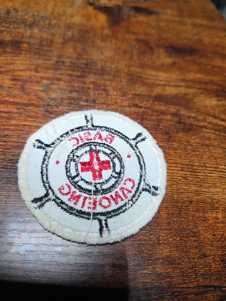 American Red Cross Basic Canoeing Patch Vintage ARC Round Embroidered Badge