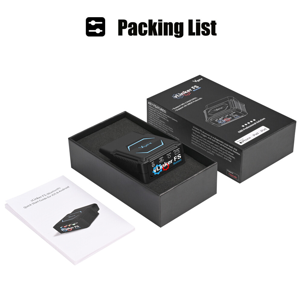 Vgate vLinker FS Bluetooth OBD2 Diagnostic Scan Tool for iOS, Android & Windows