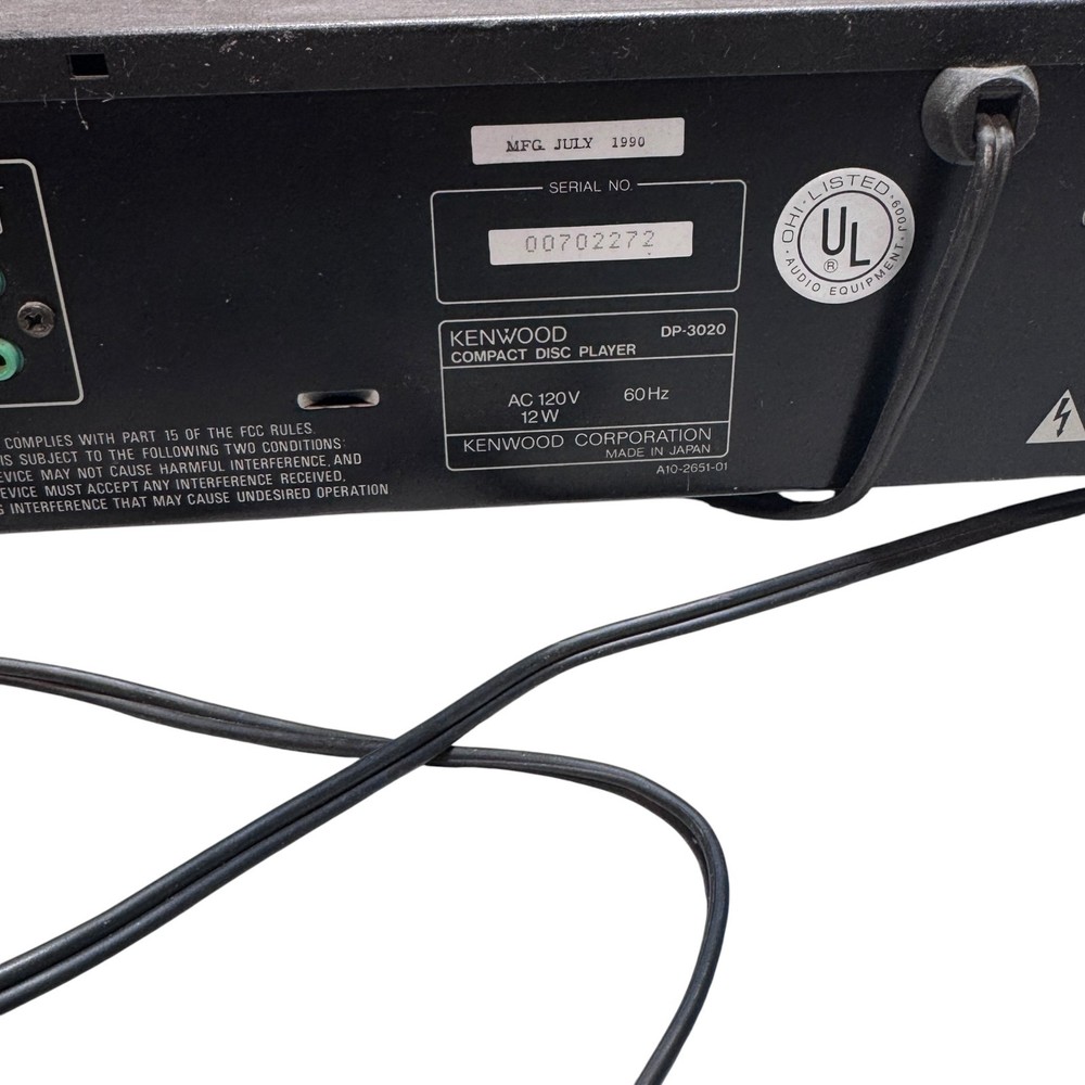 Vintage Kenwood DP-3020 Compact Disc Player - Untested