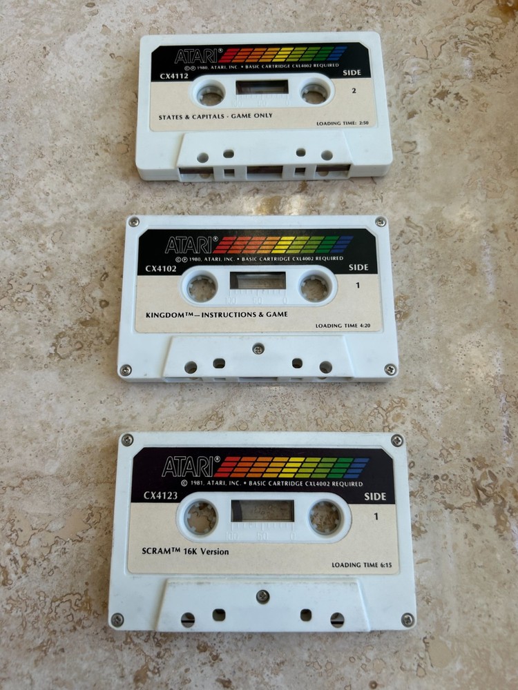 Scram, Kingdom, States and Capitals (Atari) - Atari 400/800 Cassettes Untested