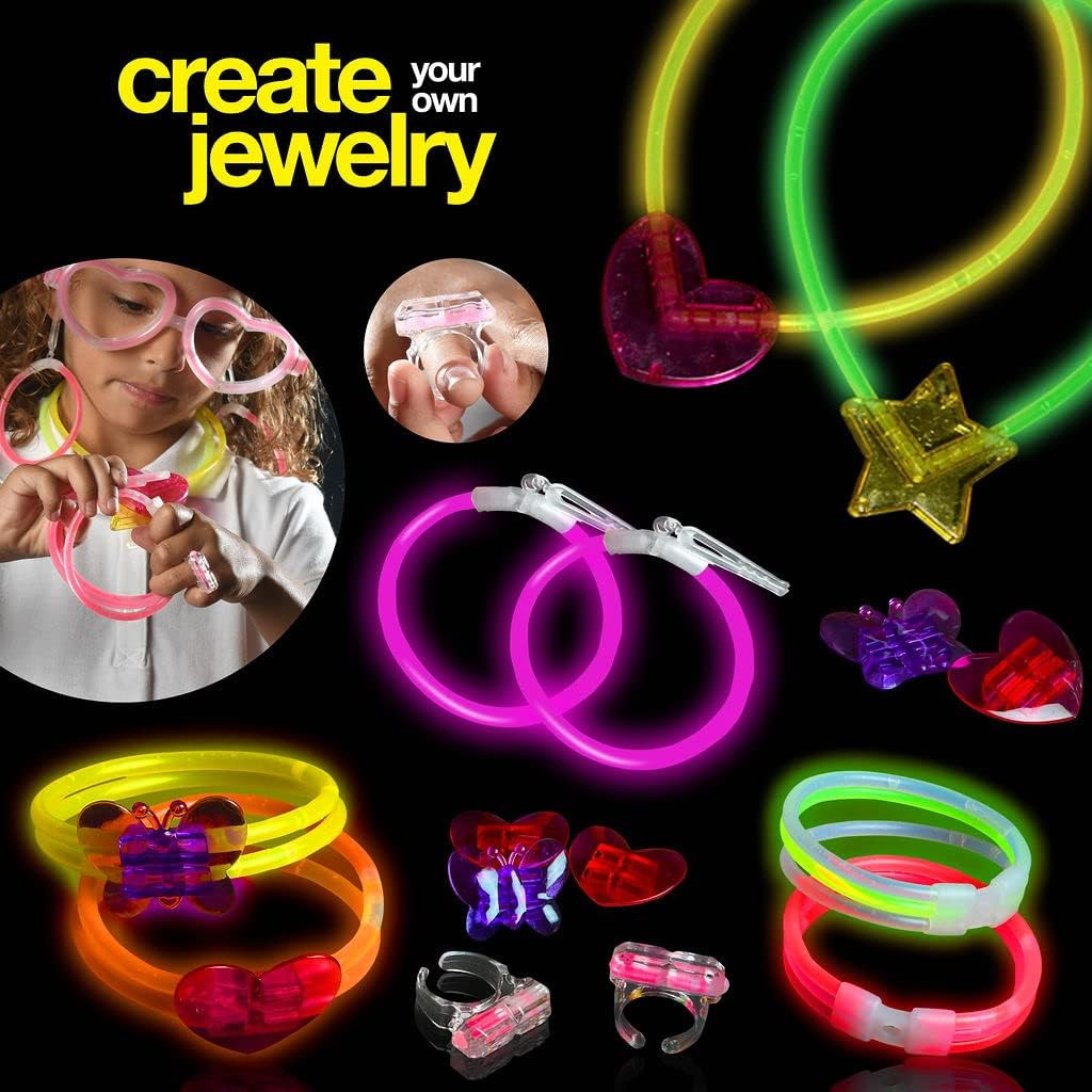 500 Glow Sticks Party Pack Necklaces and Bracelets - Ultra Bright Glow in the D